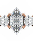 Inel de Logodnă Marquise x Contesse din Aur 14k cu Trei Moissanite de 2.5 ct din 14k Aur Roz - Castelo.ro