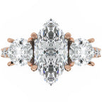 Inel de Logodnă Marquise x Contesse din Aur 14k cu Trei Moissanite de 2.5 ct din 14k Aur Roz - Castelo.ro
