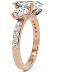 Inel de Logodnă Marquise x Contesse din Aur 14k cu Trei Moissanite de 2.5 ct din 14k Aur Roz - Castelo.ro