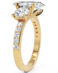Inel de Logodnă Marquise x Contesse din Aur 14k cu Trei Moissanite de 2.5 ct din 14k Aur Galben - Castelo.ro