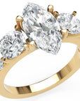 Inel de Logodnă Marquise x Contesse din Aur 14k cu Trei Moissanite de 2.5 ct din 14k Aur Galben - Castelo.ro