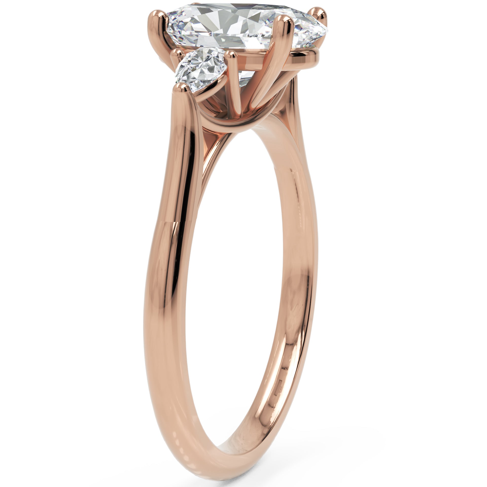 Inel de Logodnă Oval &amp; Pear cu Trei Diamante Naturale de 2.5 ct