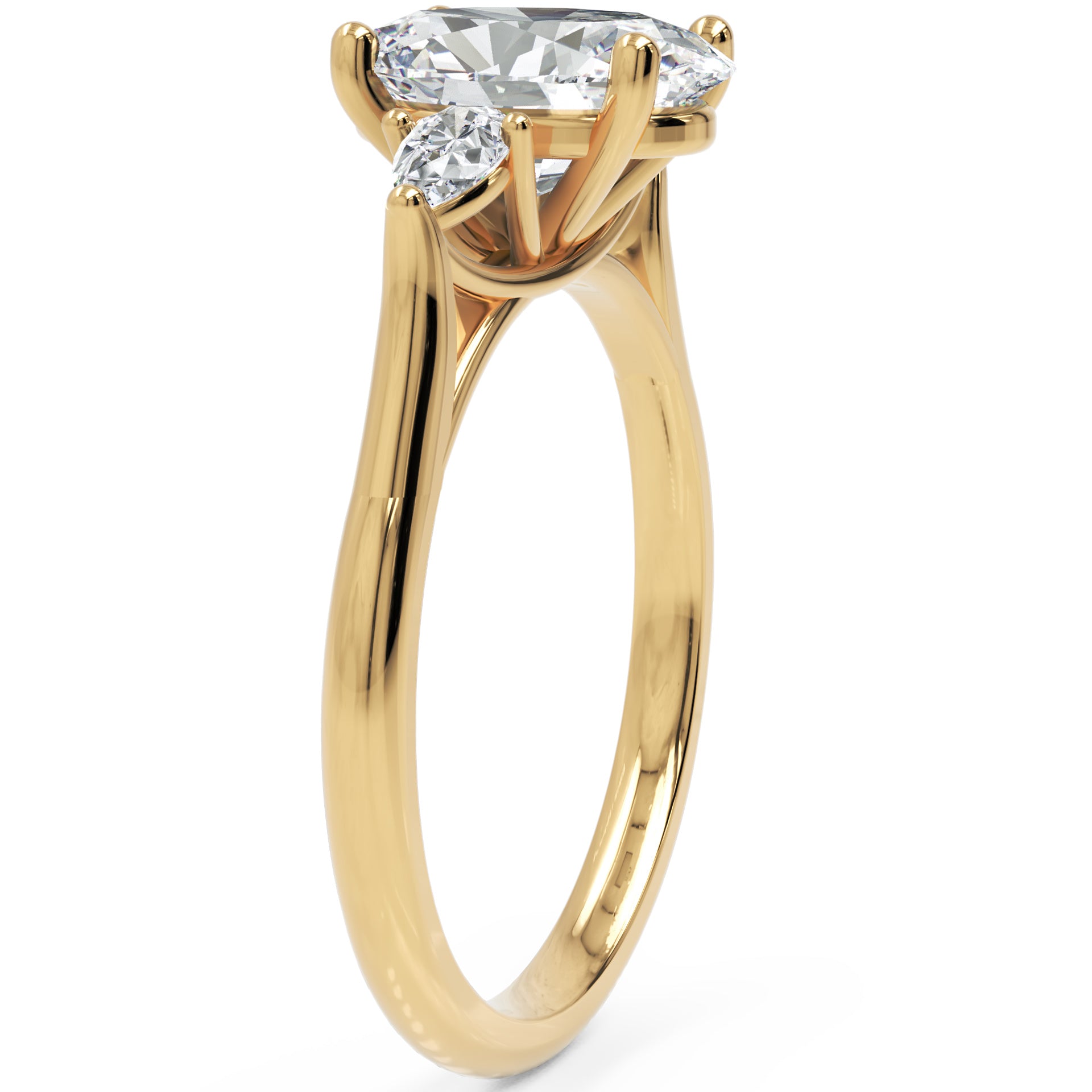 Inel de Logodnă Oval &amp; Pear cu Trei Diamante Naturale de 2.5 ct
