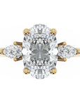 Inel de Logodnă Oval & Pear cu Trei Diamante Naturale de 2.5 ct