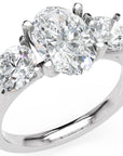 Inel de Logodnă Oval & Round din Aur 14k cu Trei Diamante Create în Laborator de 2.3 ct