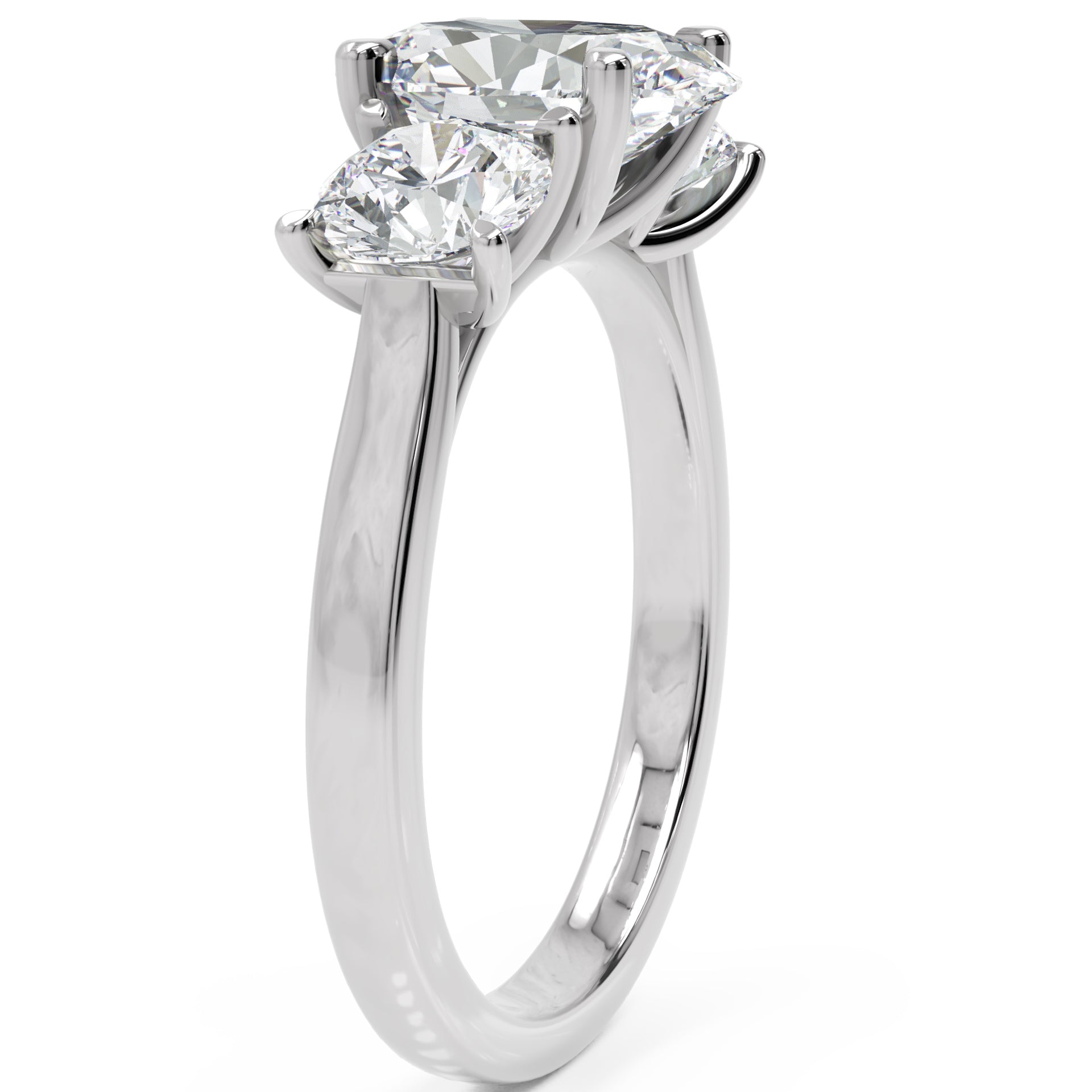 Inel de Logodnă Oval &amp; Round din Aur 14k cu Trei Diamante Create în Laborator de 2.3 ct
