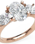 Inel de Logodnă Oval & Round din Aur 14k cu Trei Diamante Create în Laborator de 2.3 ct