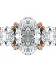 Inel de Logodnă Oval & Round din Aur 14k cu Trei Diamante Create în Laborator de 2.3 ct