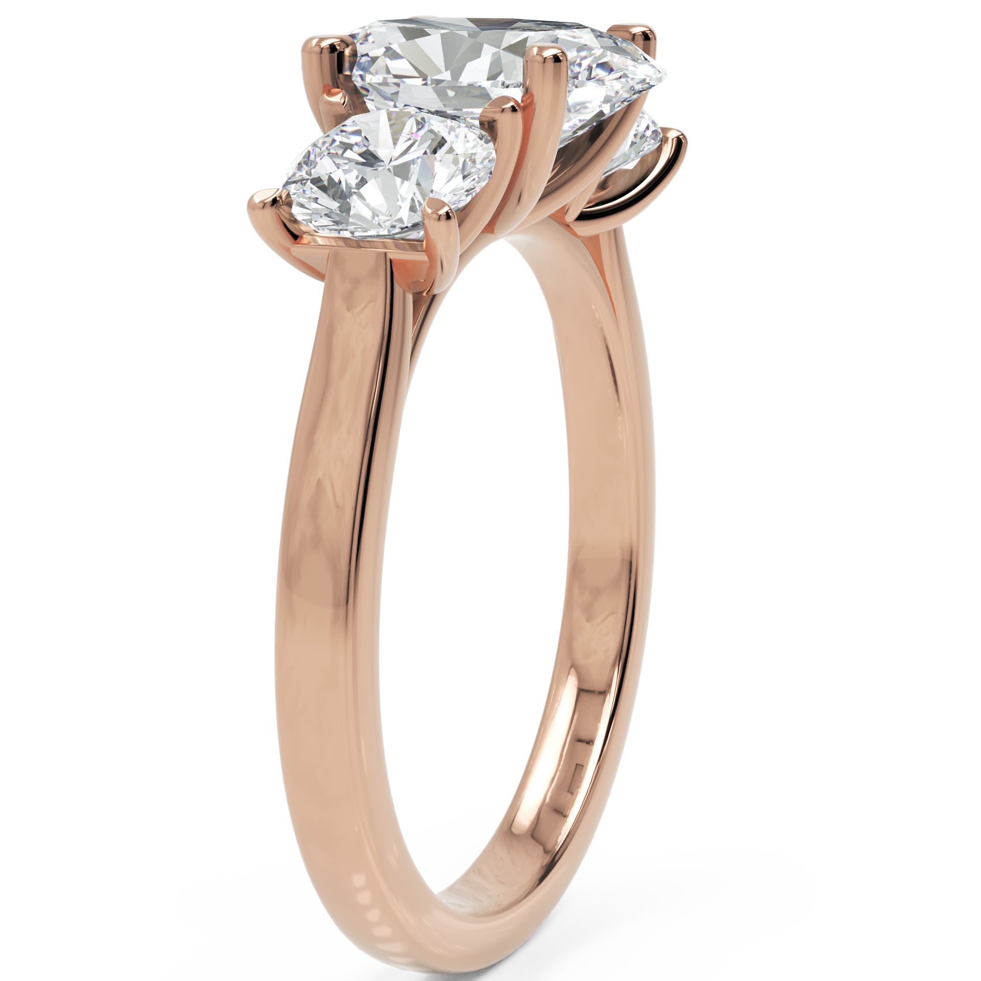 Inel de Logodnă Oval &amp; Round din Aur 14k cu Trei Diamante Create în Laborator de 2.3 ct