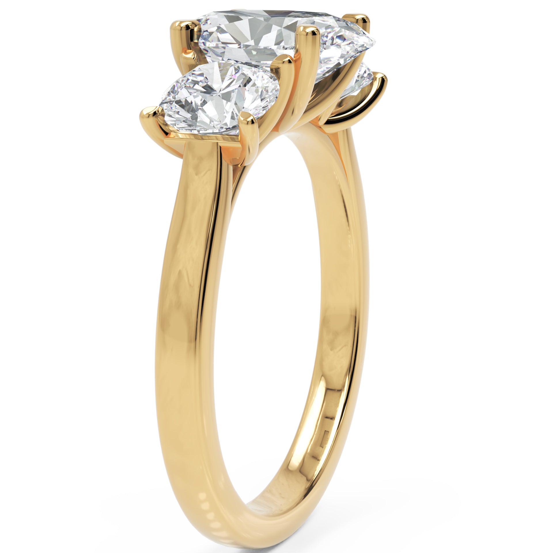 Inel de Logodnă Oval &amp; Round din Aur 14k cu Trei Diamante Create în Laborator de 2.3 ct