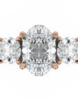 Inel de Logodnă Oval & Round Pave cu Trei Diamante Create în Laborator de 2.5 ct