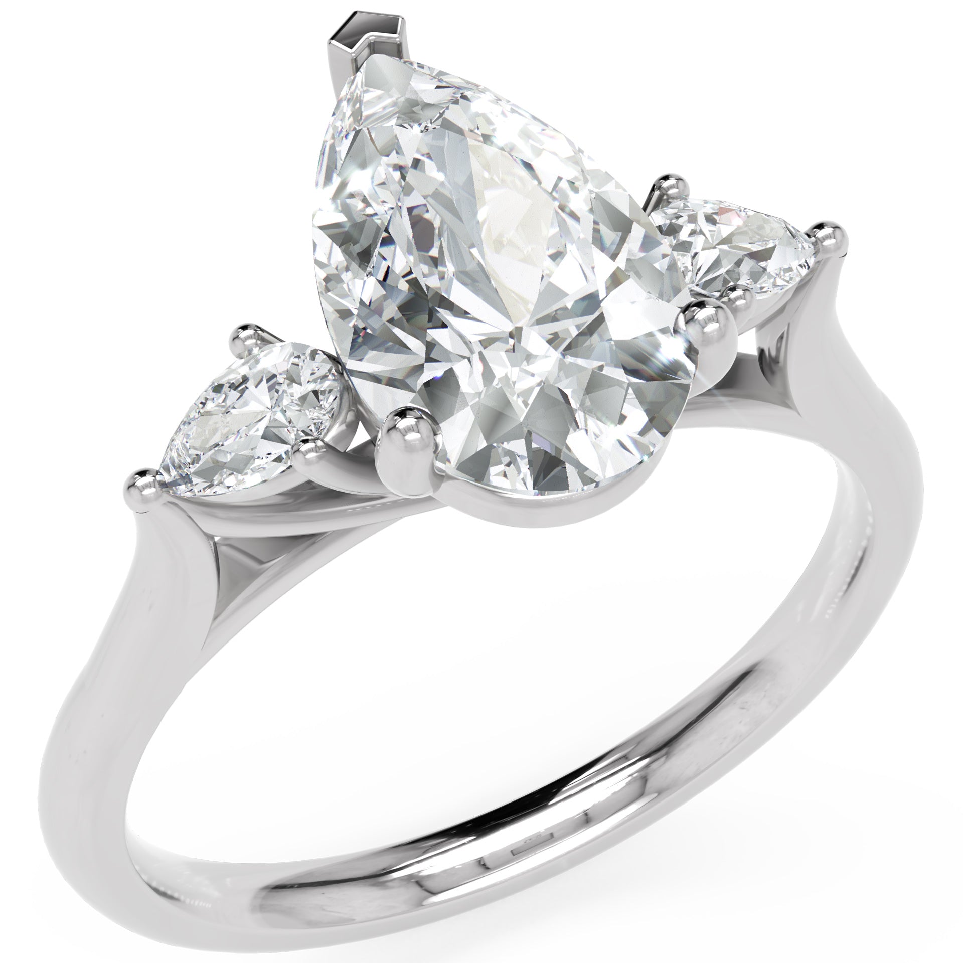 Inel de Logodnă cu Trei Diamante Create în Laborator Pară de 1.5 ct