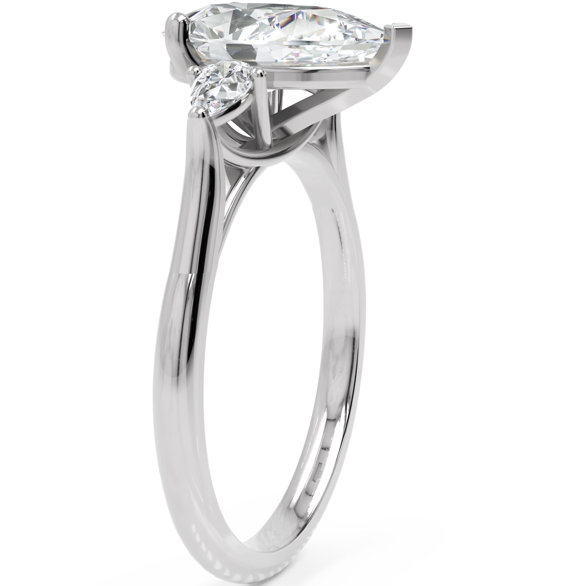 Inel de Logodnă cu Trei Diamante Create în Laborator Pară de 1.5 ct
