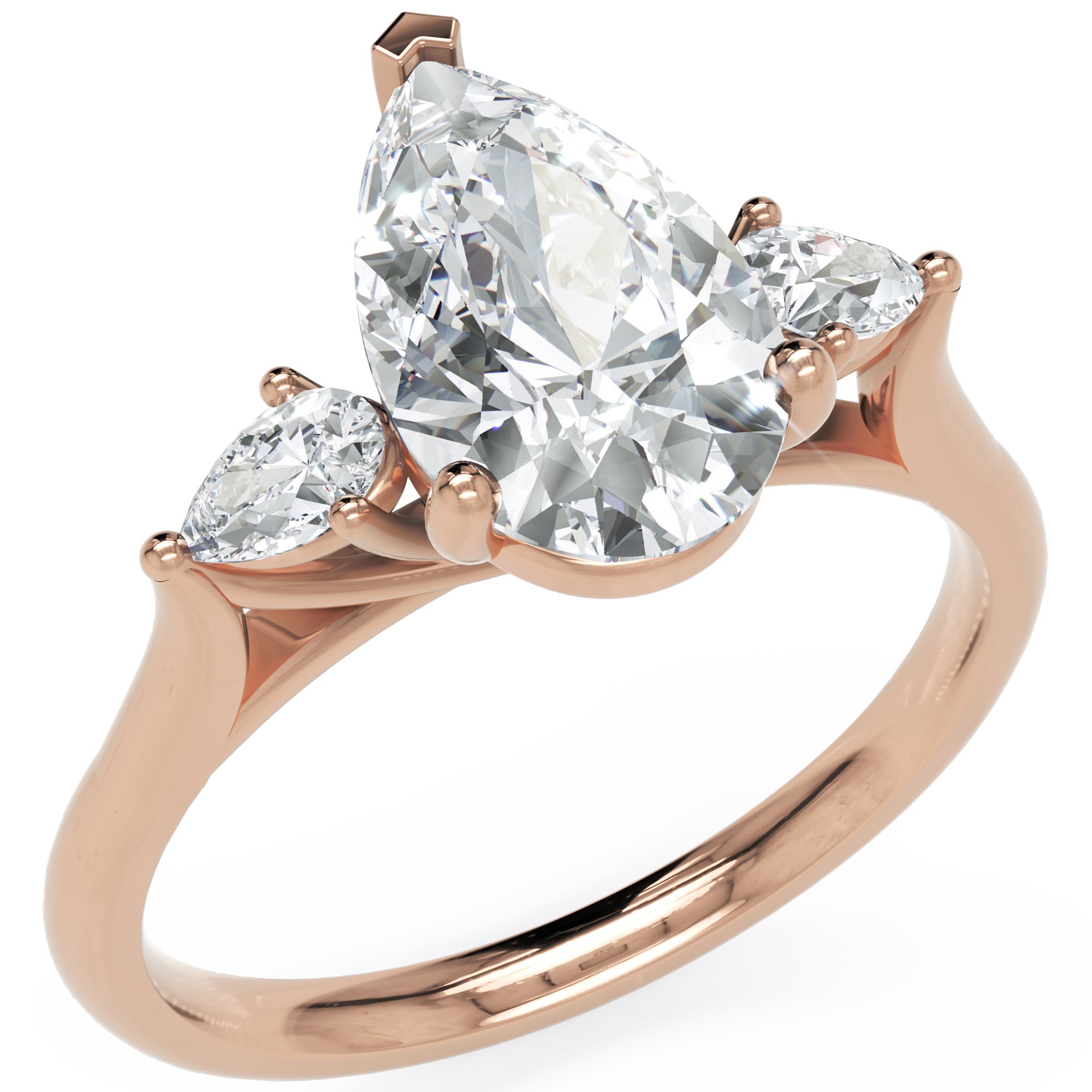 Inel de Logodnă cu Trei Diamante Create în Laborator Pară de 1.5 ct