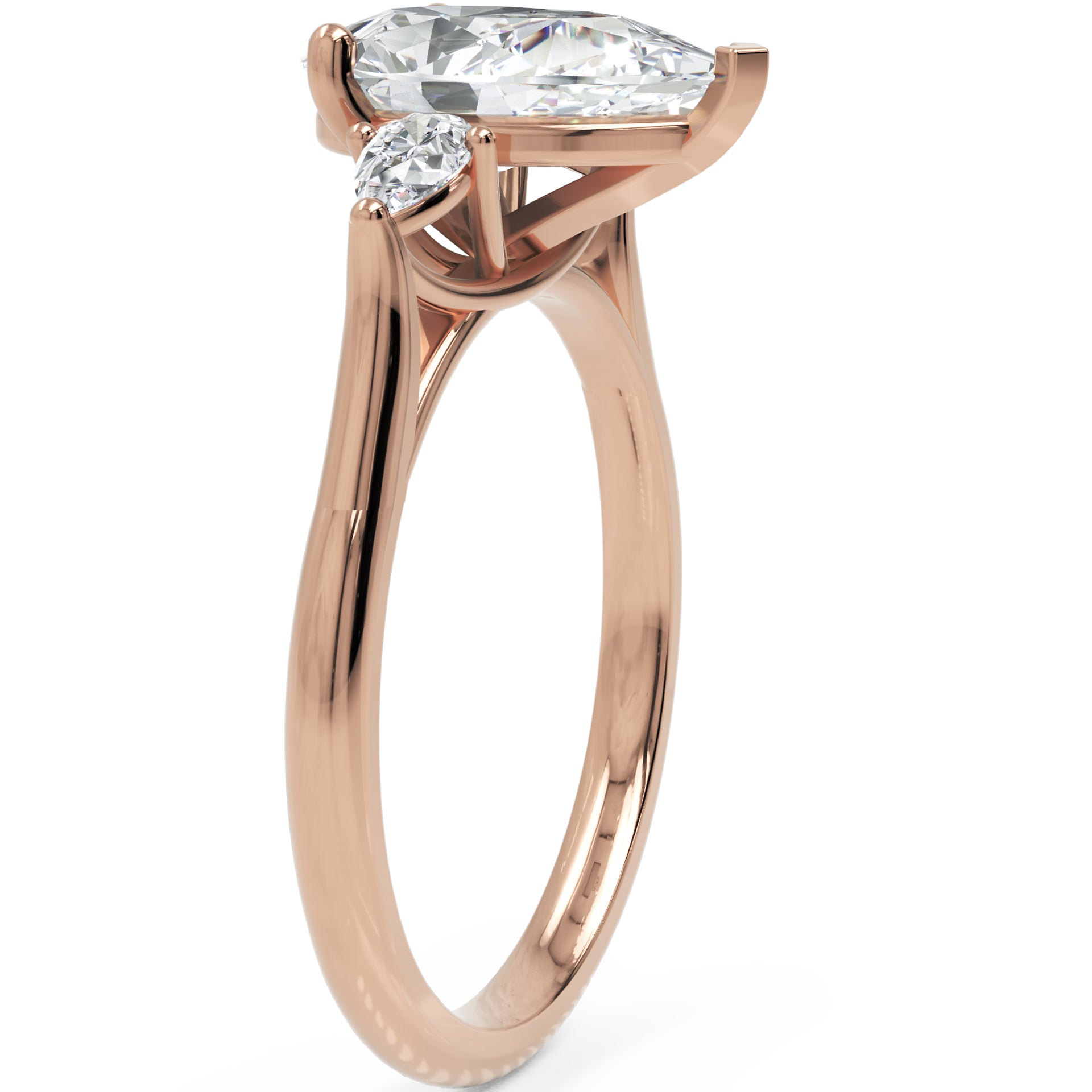Inel de Logodnă cu Trei Diamante Create în Laborator Pară de 1.5 ct
