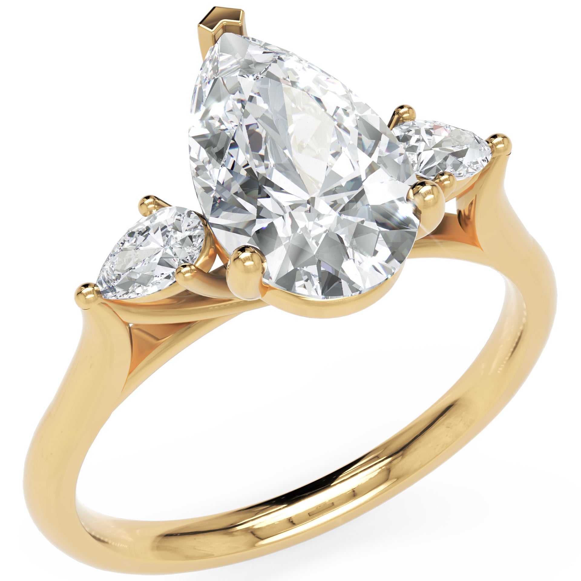 Inel de Logodnă cu Trei Diamante Create în Laborator Pară de 1.5 ct