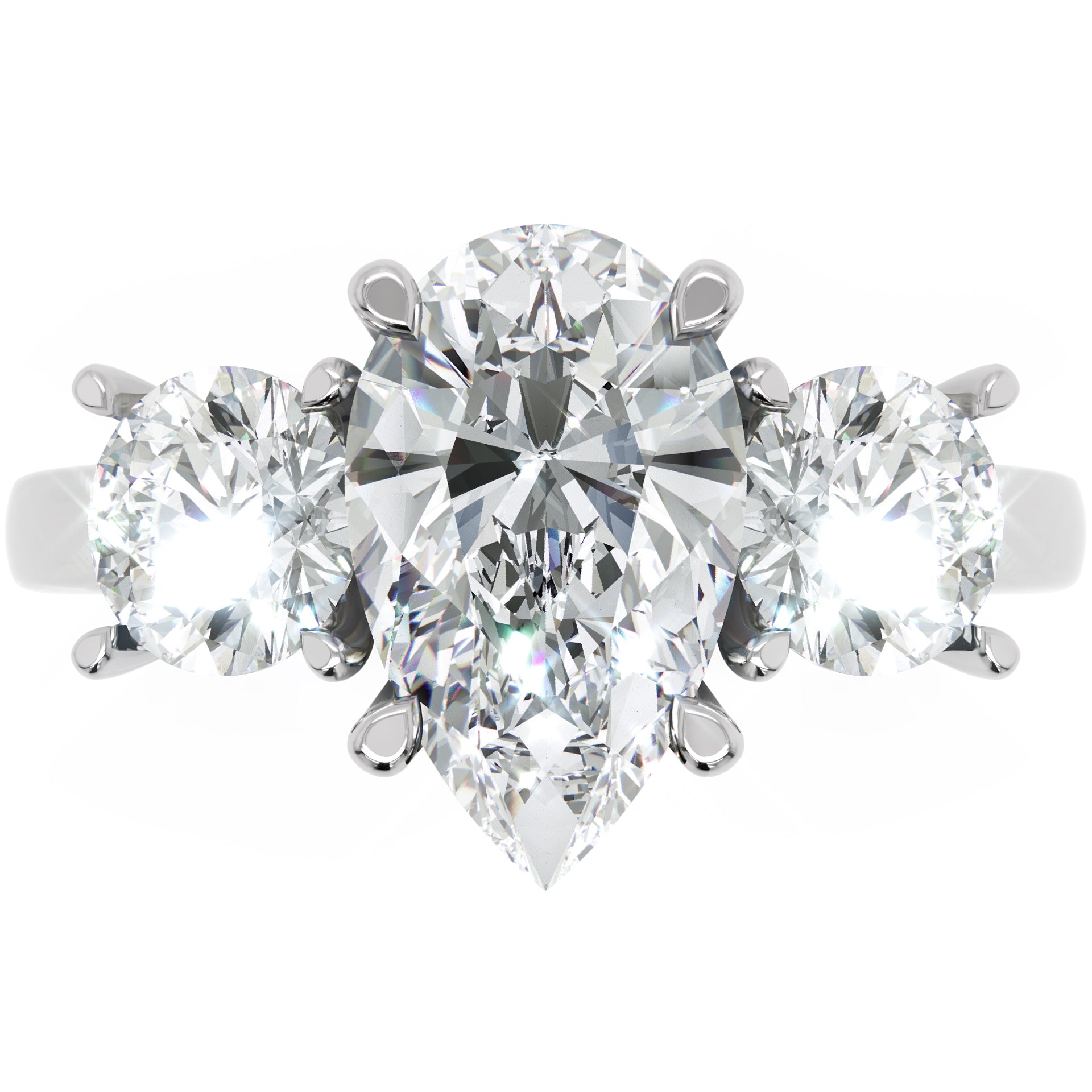 Inel de Logodnă cu Trei Diamante Naturale Pară și Rotund de 2.3 ct