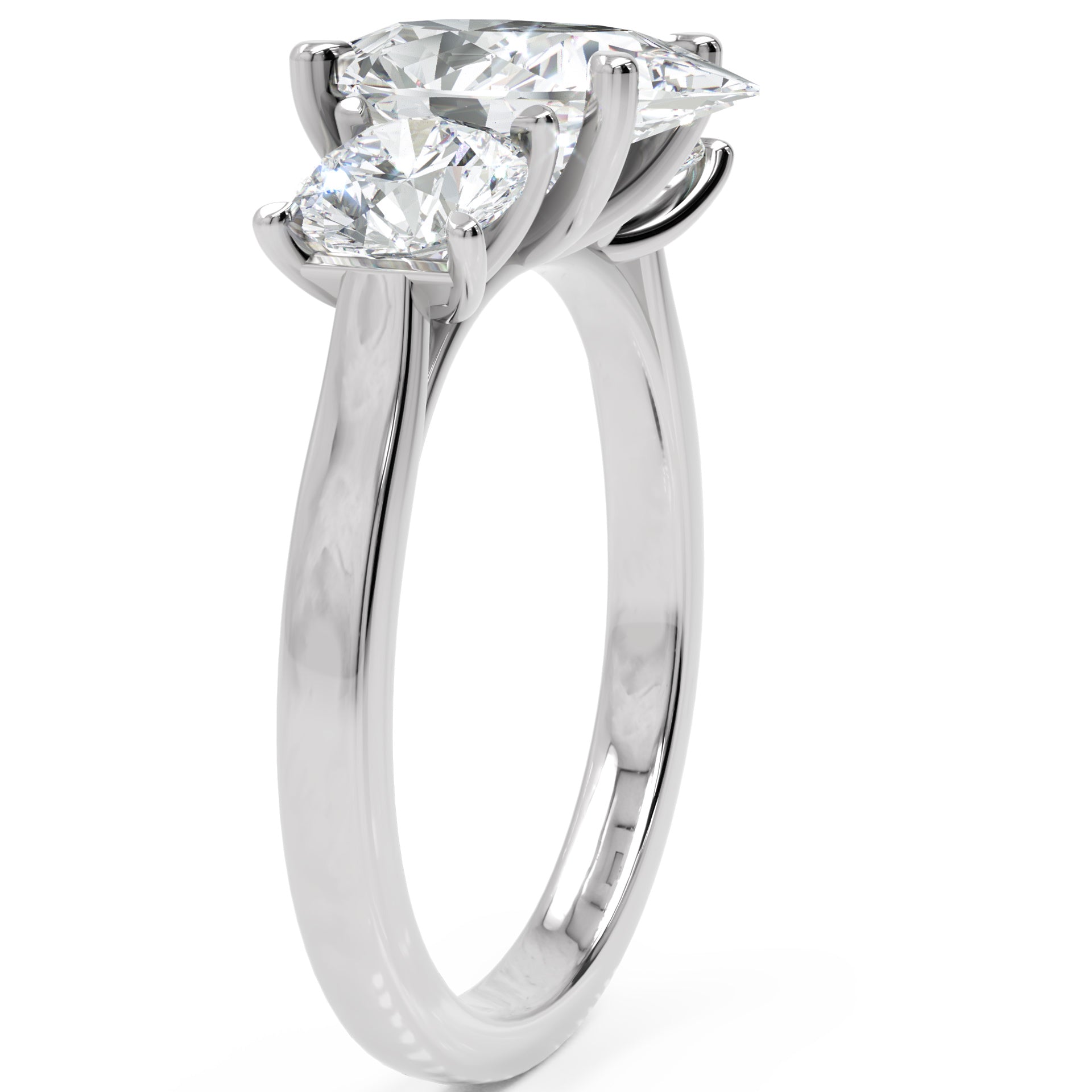 Inel de Logodnă cu Trei Diamante Naturale Pară și Rotund de 2.3 ct