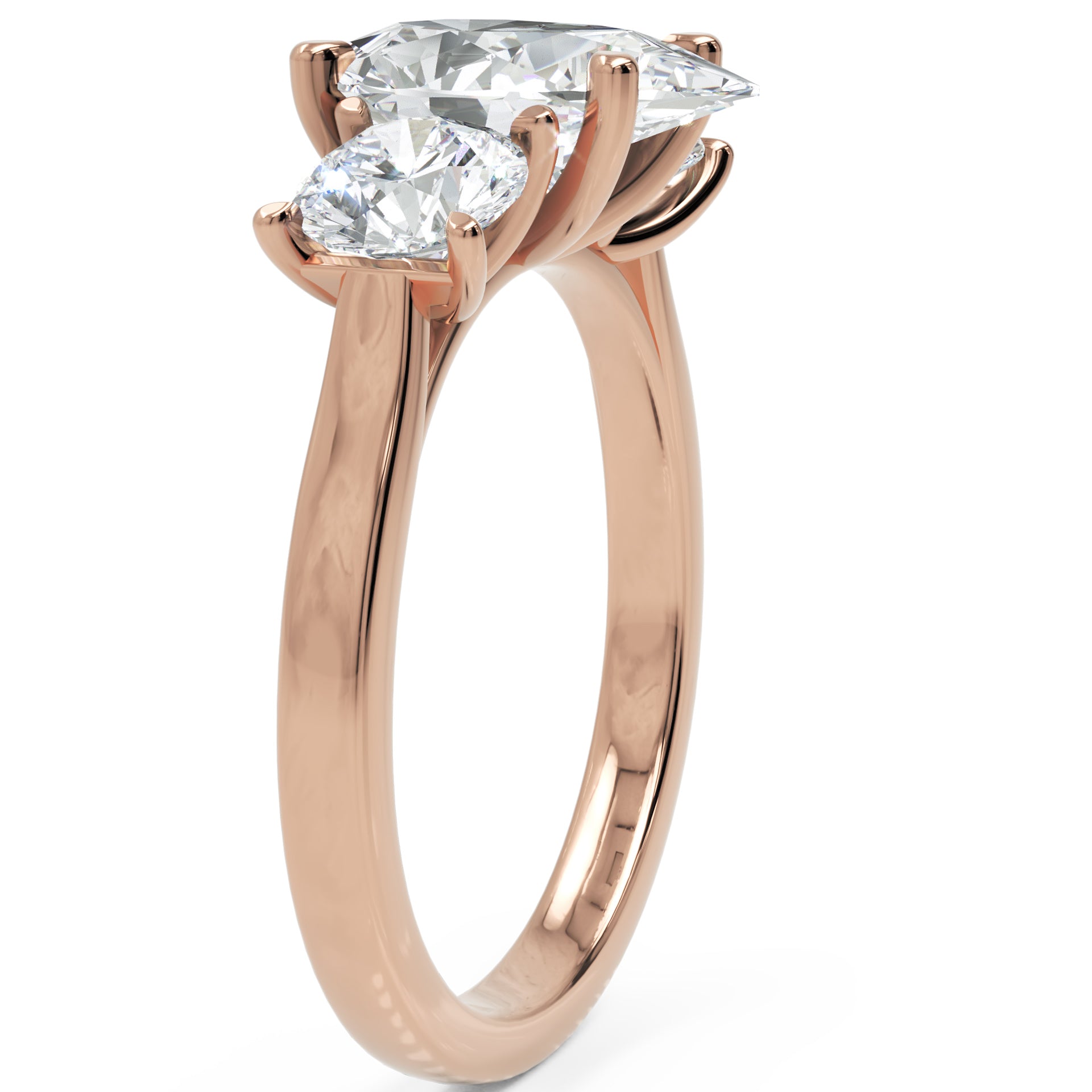 Inel de Logodnă cu Trei Diamante Naturale Pară și Rotund de 2.3 ct