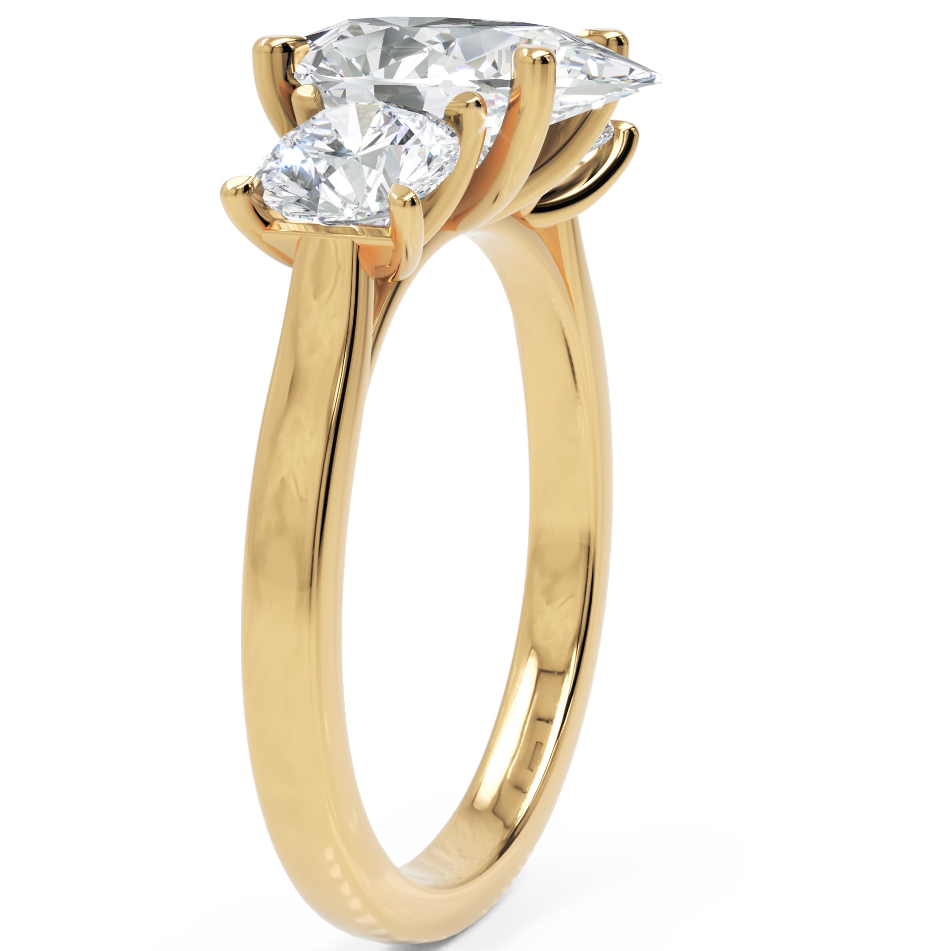 Inel de Logodnă cu Trei Diamante Naturale Pară și Rotund de 2.3 ct