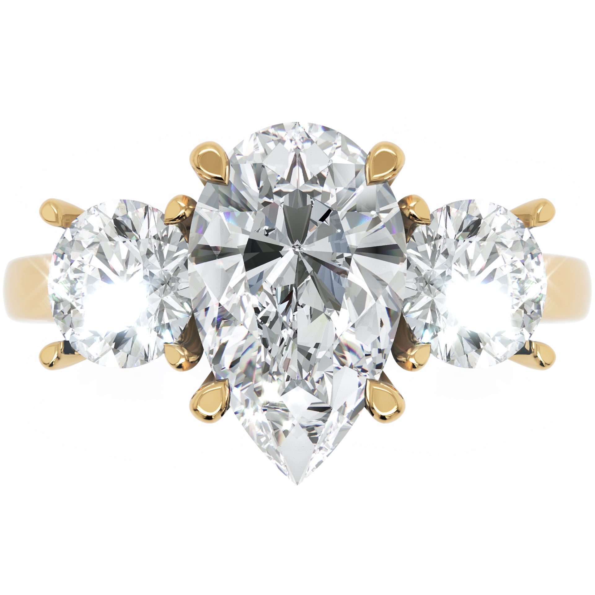 Inel de Logodnă cu Trei Diamante Naturale Pară și Rotund de 2.3 ct
