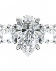 Inel de Logodnă din Aur 14k cu Trei Diamante Naturale Pară și Rotund Pave de 2.5 ct