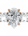 Inel de Logodnă din Aur 14k cu Trei Diamante Naturale Pară și Rotund Pave de 2.5 ct