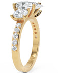 Inel de Logodnă din Aur 14k cu Trei Diamante Naturale Pară și Rotund Pave de 2.5 ct