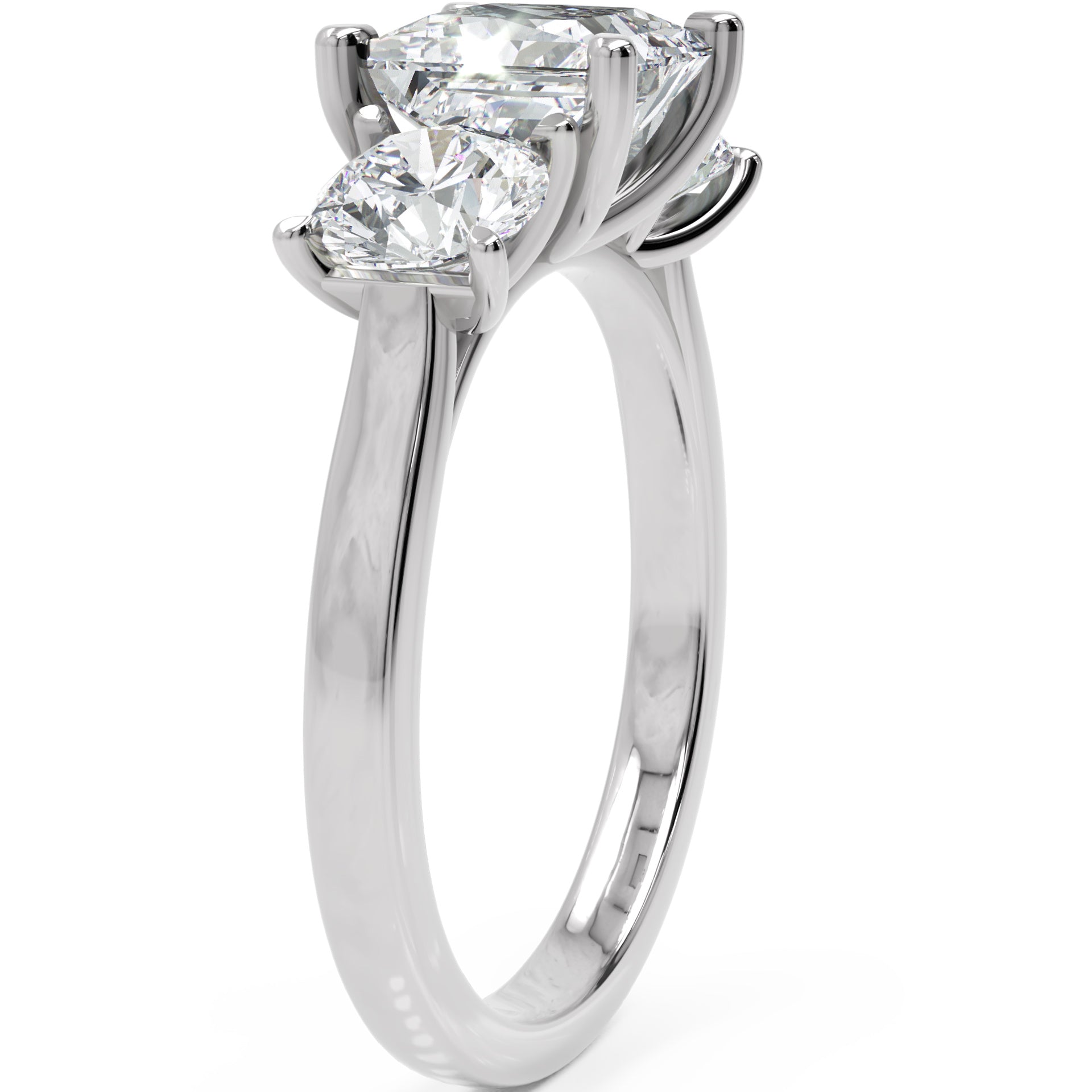 Inel de Logodnă Princesse Étoile cu Trei Diamante Create în Laborator de 2.45 ct