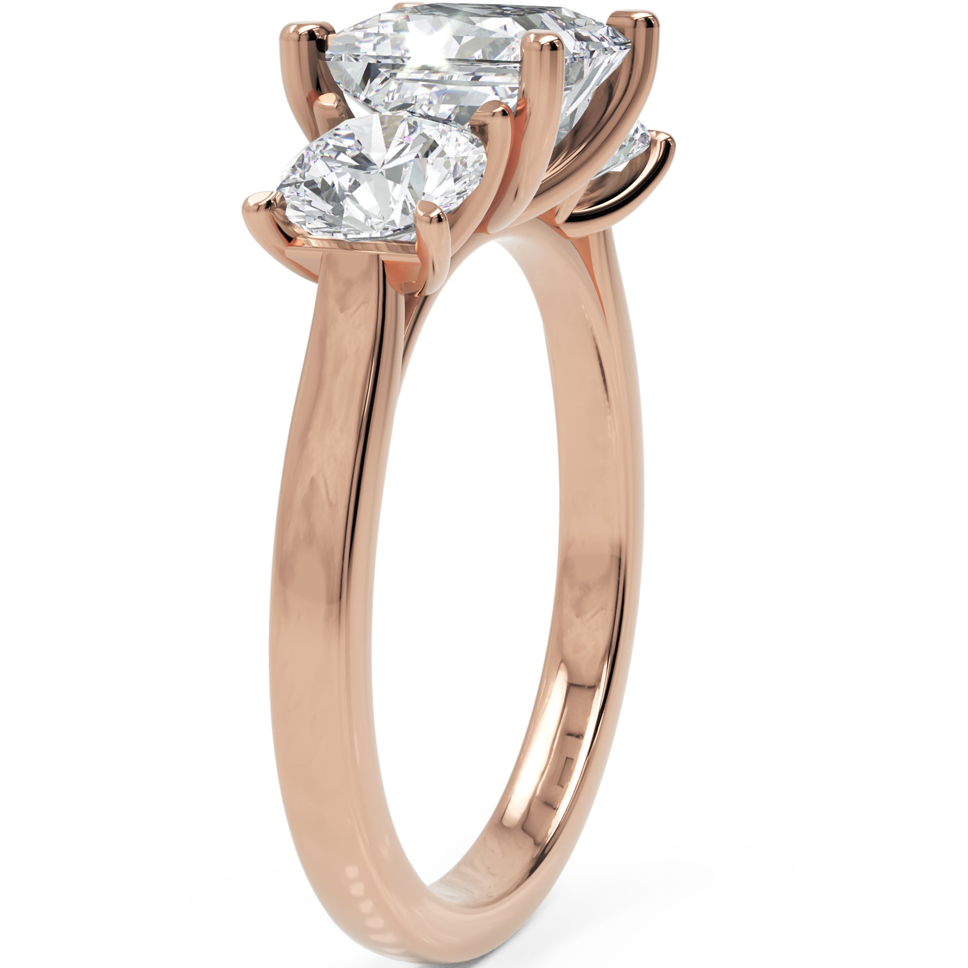 Inel de Logodnă Princesse Étoile cu Trei Diamante Create în Laborator de 2.45 ct