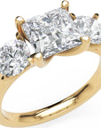 Inel de Logodnă Princesse Étoile cu Trei Diamante Create în Laborator de 2.45 ct