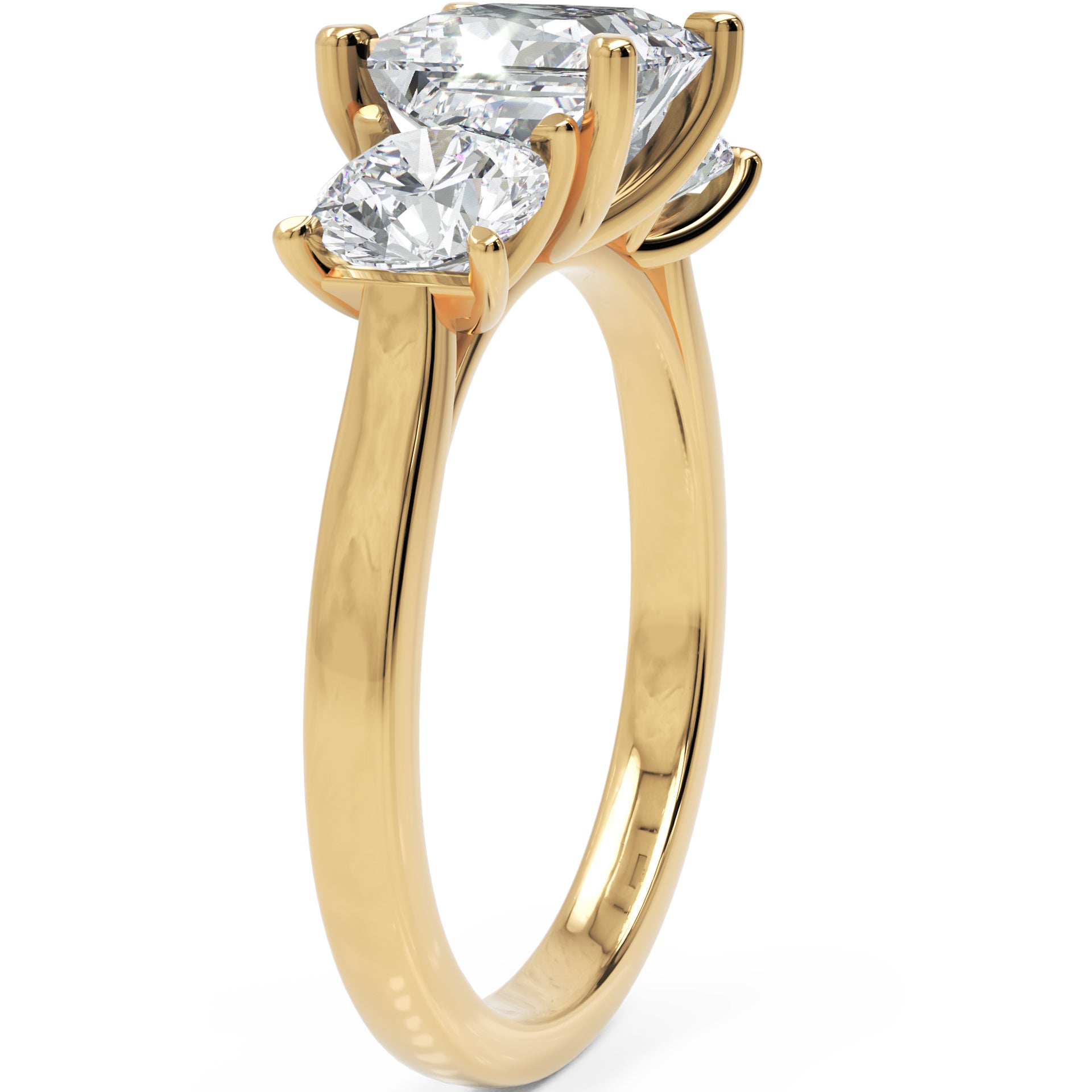 Inel de Logodnă Princesse Étoile cu Trei Diamante Create în Laborator de 2.45 ct