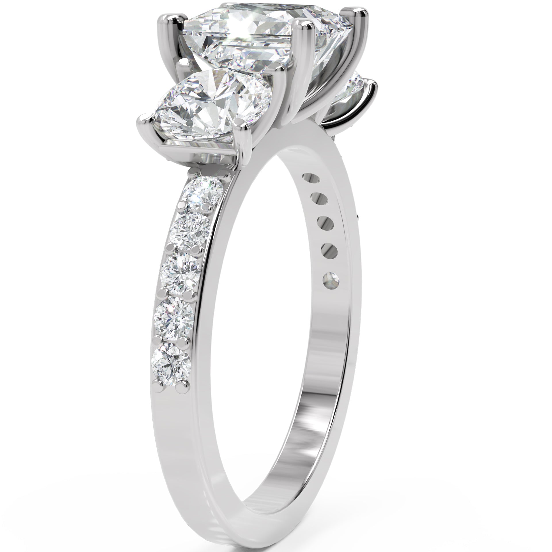Inel de Logodnă Princesse Étoile cu Diamante Naturale Princess și Rotund Pave de 2.67 ct