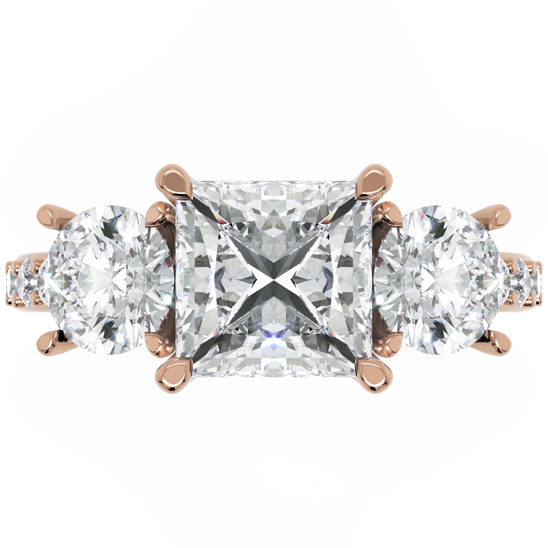 Inel de Logodnă Princesse Étoile cu Diamante Naturale Princess și Rotund Pave de 2.67 ct