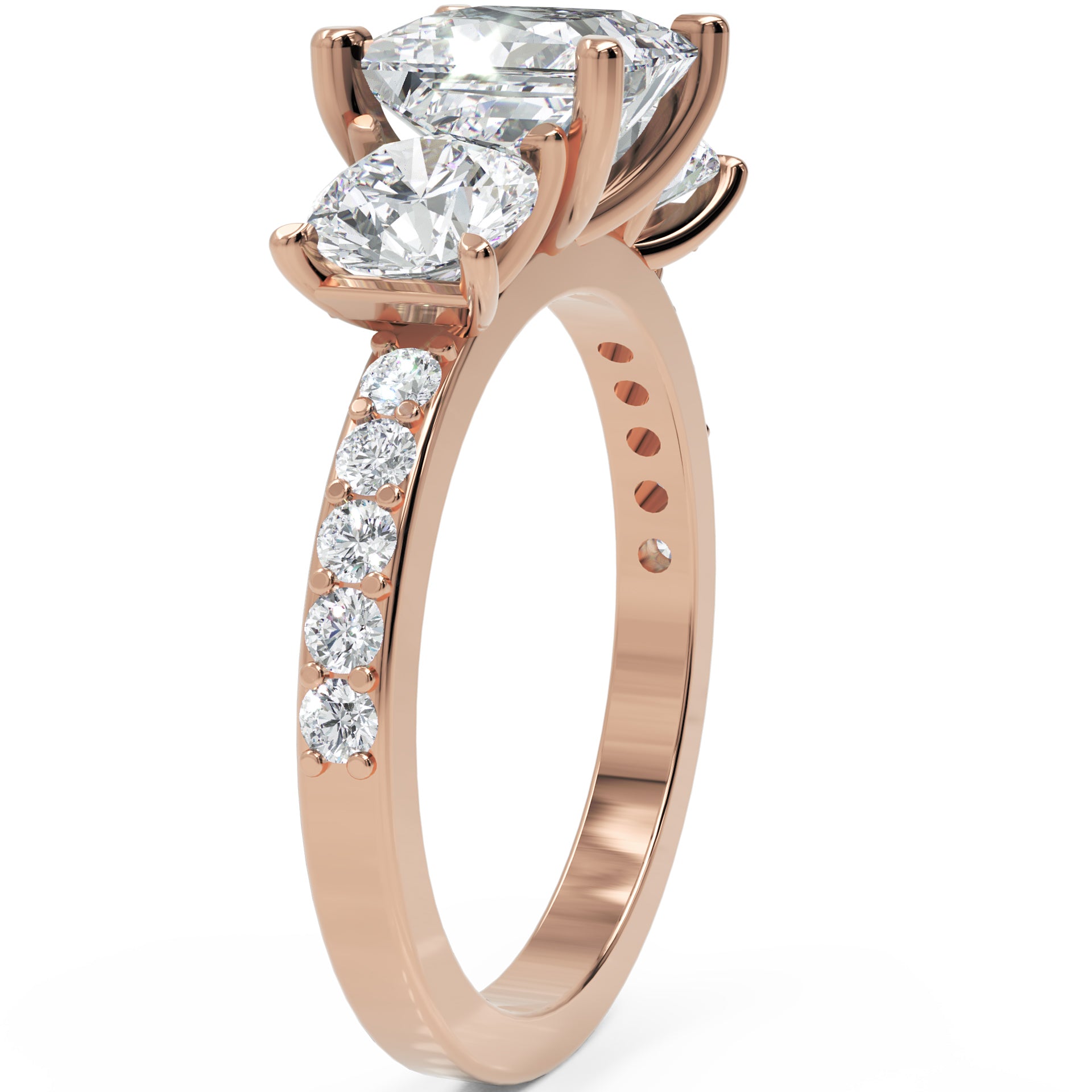 Inel de Logodnă Princesse Étoile cu Diamante Naturale Princess și Rotund Pave de 2.67 ct