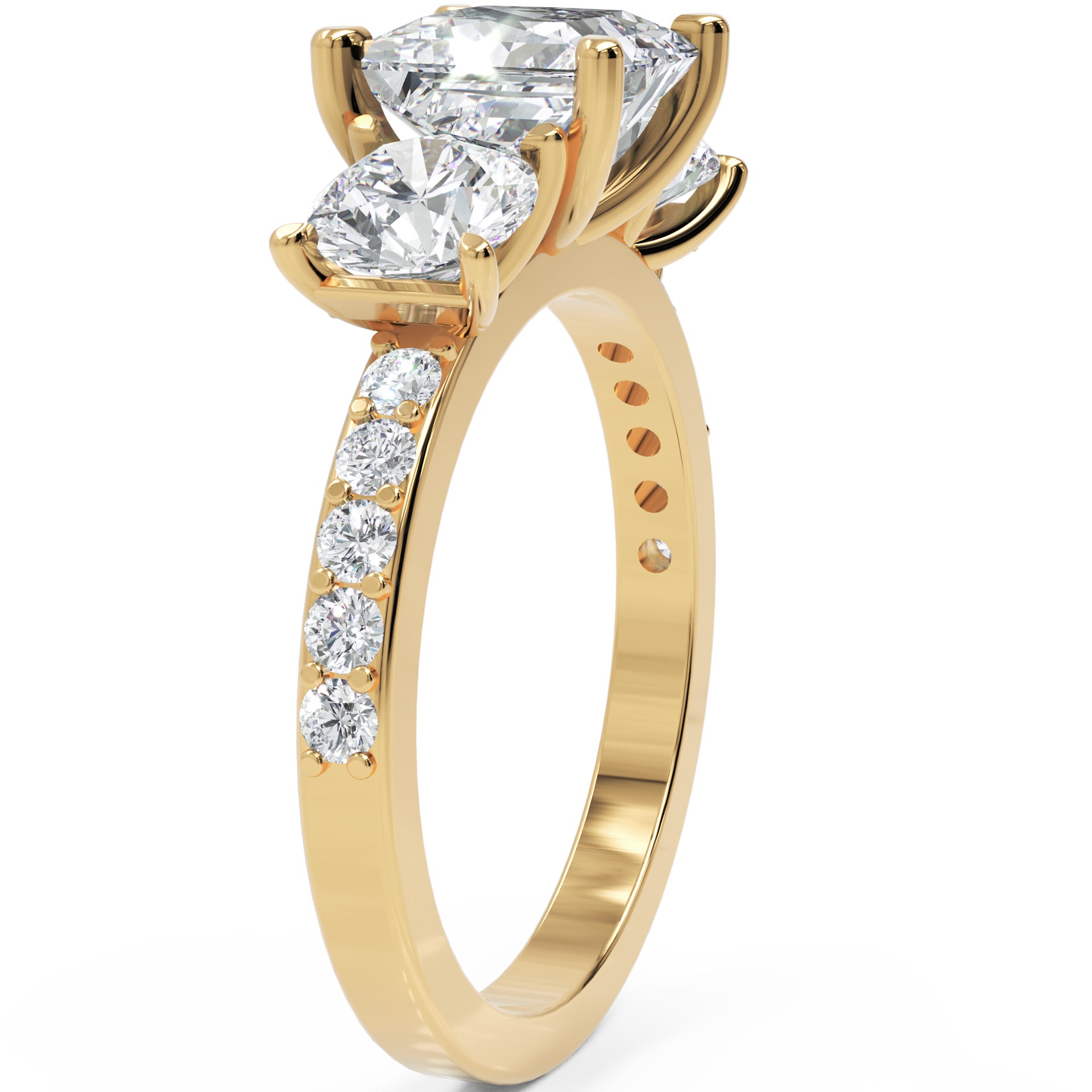 Inel de Logodnă Princesse Étoile cu Diamante Naturale Princess și Rotund Pave de 2.67 ct