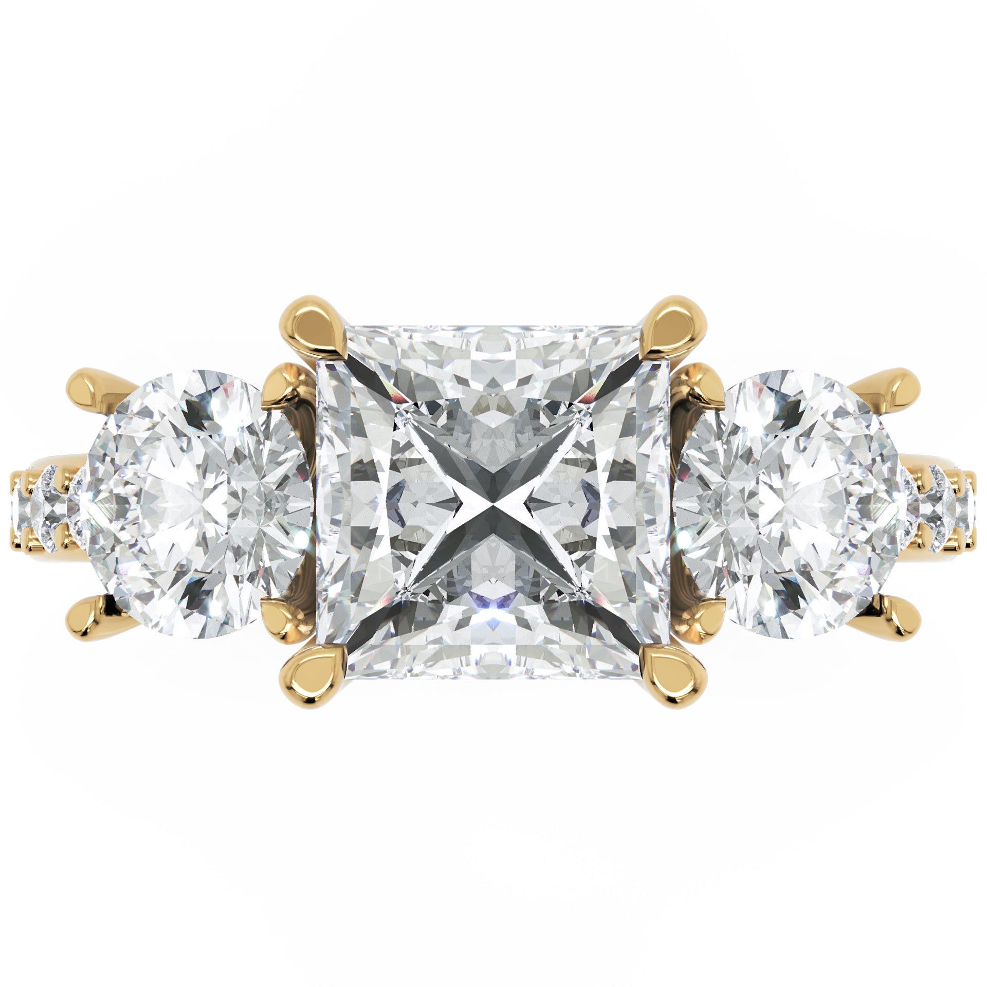 Inel de Logodnă Princesse Étoile cu Diamante Naturale Princess și Rotund Pave de 2.67 ct