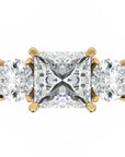 Inel de Logodnă Princesse Étoile cu Diamante Naturale Princess și Rotund Pave de 2.67 ct