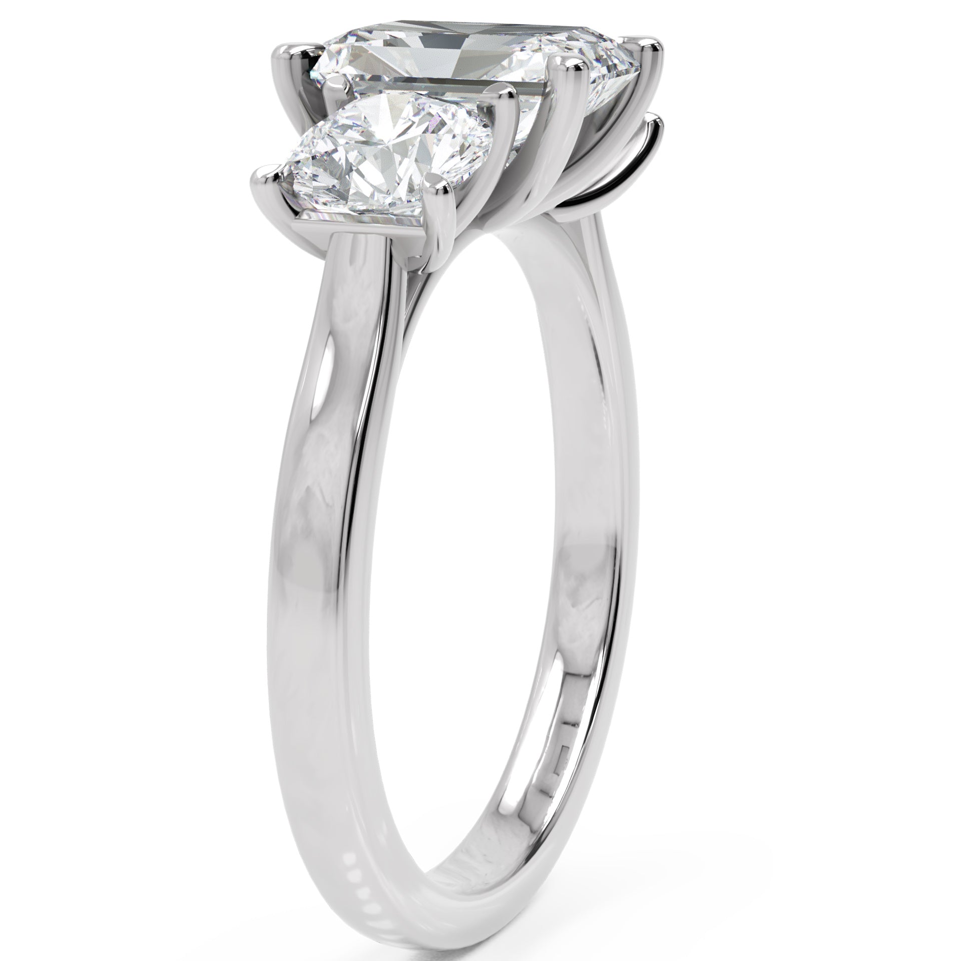 Inel de Logodnă Duchesse Lumière Radiant și Rotund cu Trei Diamante Naturale de 2.45 ct