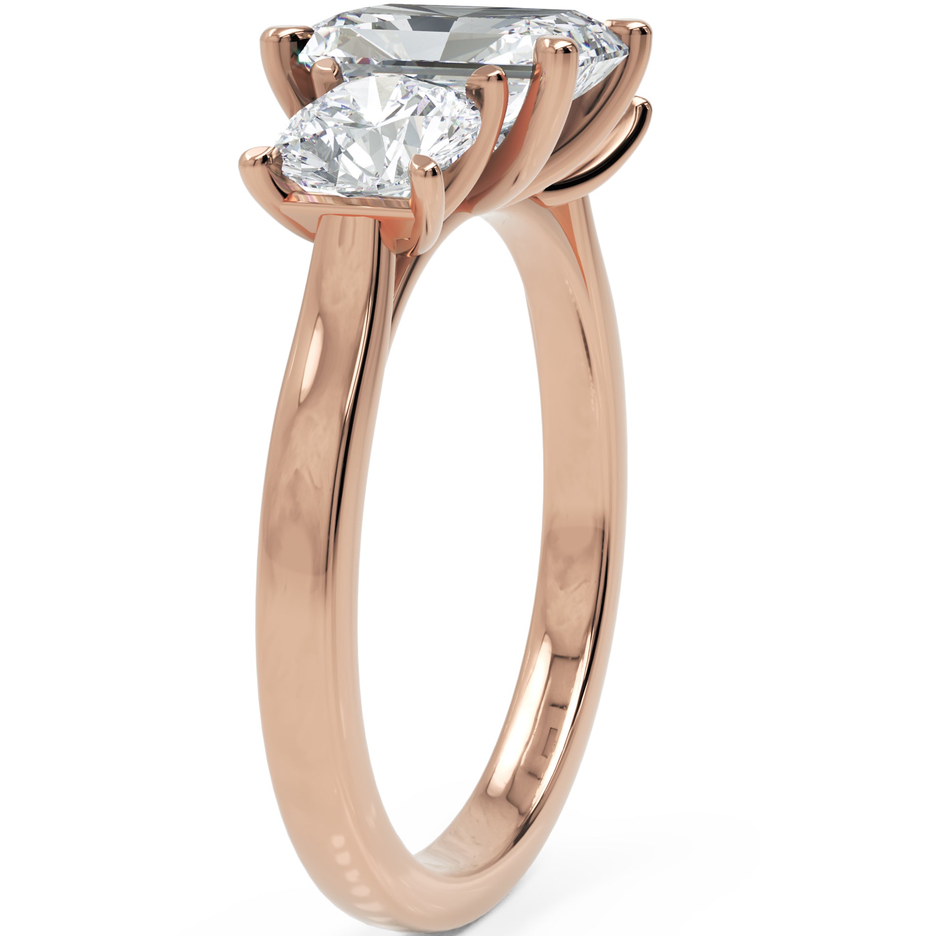 Inel de Logodnă Duchesse Lumière Radiant și Rotund cu Trei Diamante Naturale de 2.45 ct