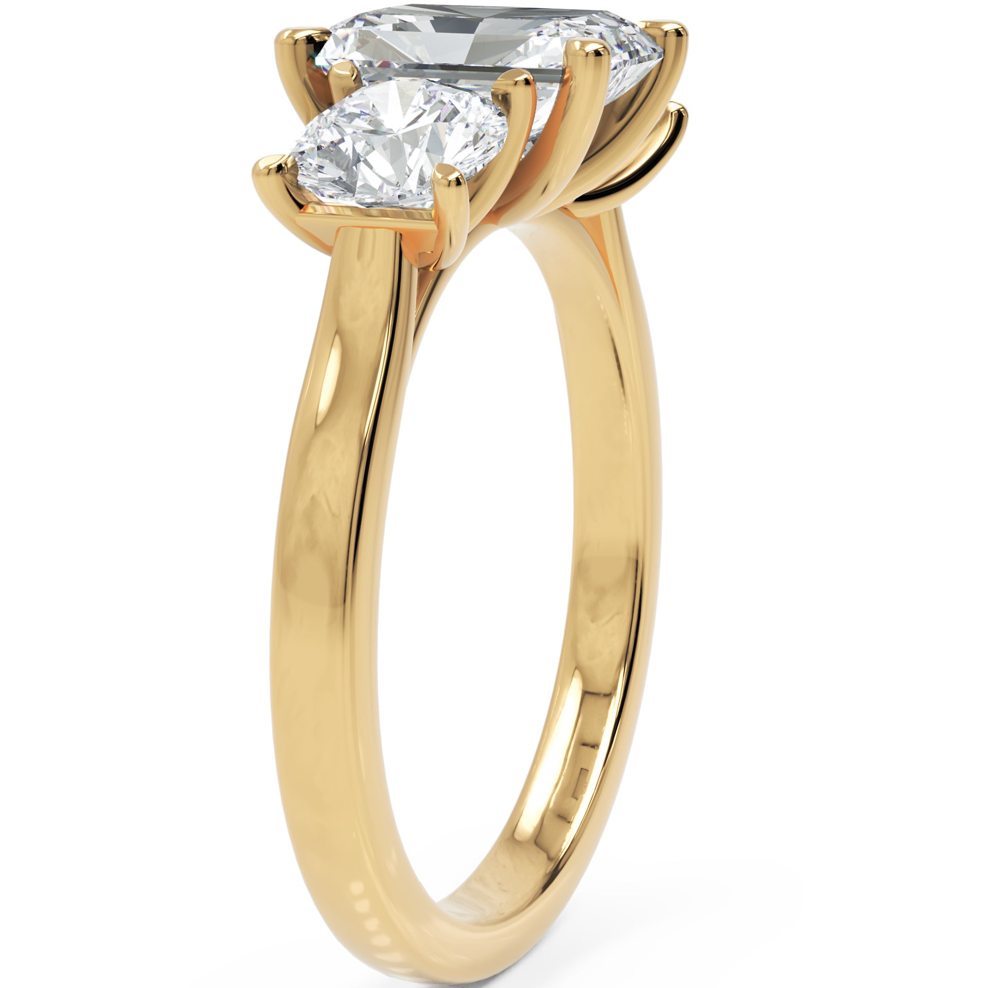 Inel de Logodnă Duchesse Lumière Radiant și Rotund cu Trei Diamante Naturale de 2.45 ct