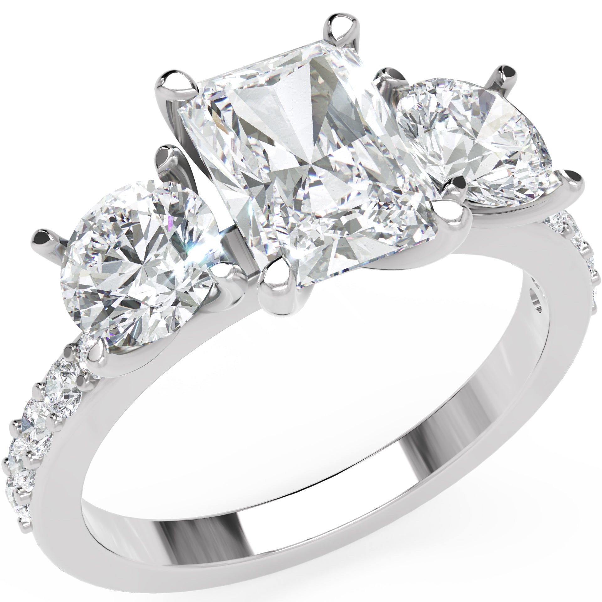 Inel de Logodnă Duchesse Éclat Pave din Aur 14k cu Diamante Radiant și Rotunde Create în Laborator de 2.67 ct
