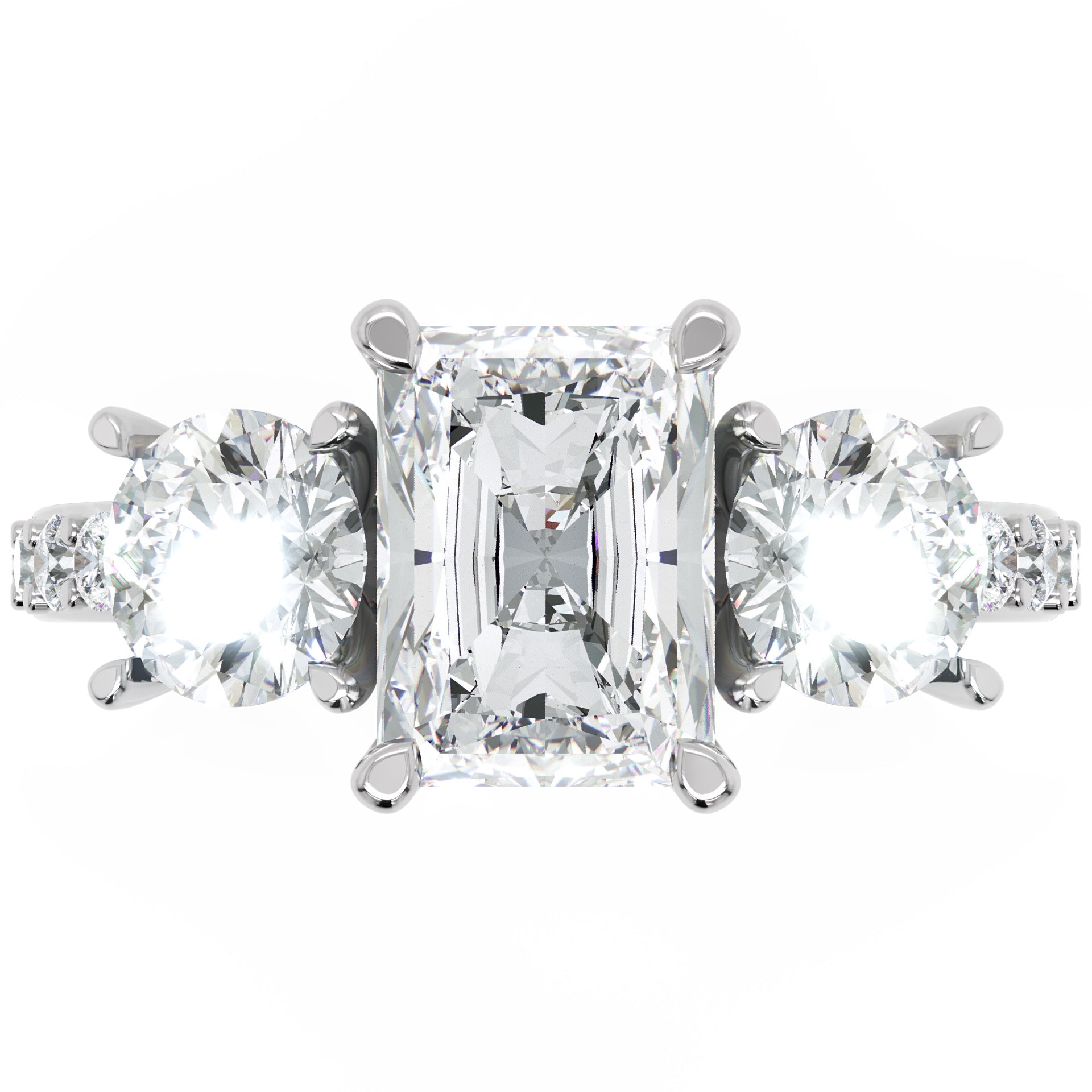 Inel de Logodnă Duchesse Éclat Pave din Aur 14k cu Diamante Radiant și Rotunde Create în Laborator de 2.67 ct