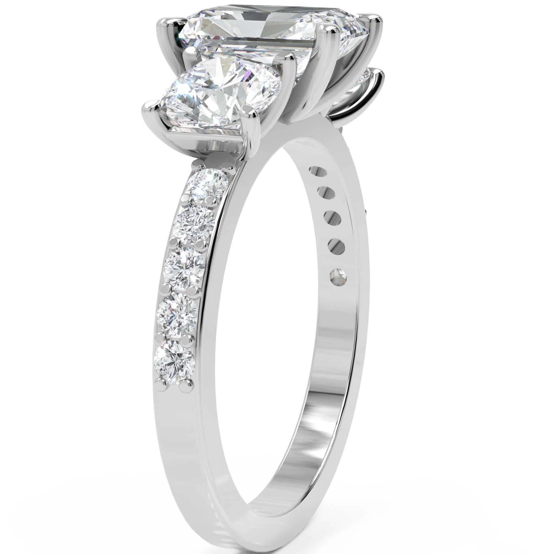 Inel de Logodnă Duchesse Éclat Pave din Aur 14k cu Diamante Radiant și Rotunde Create în Laborator de 2.67 ct