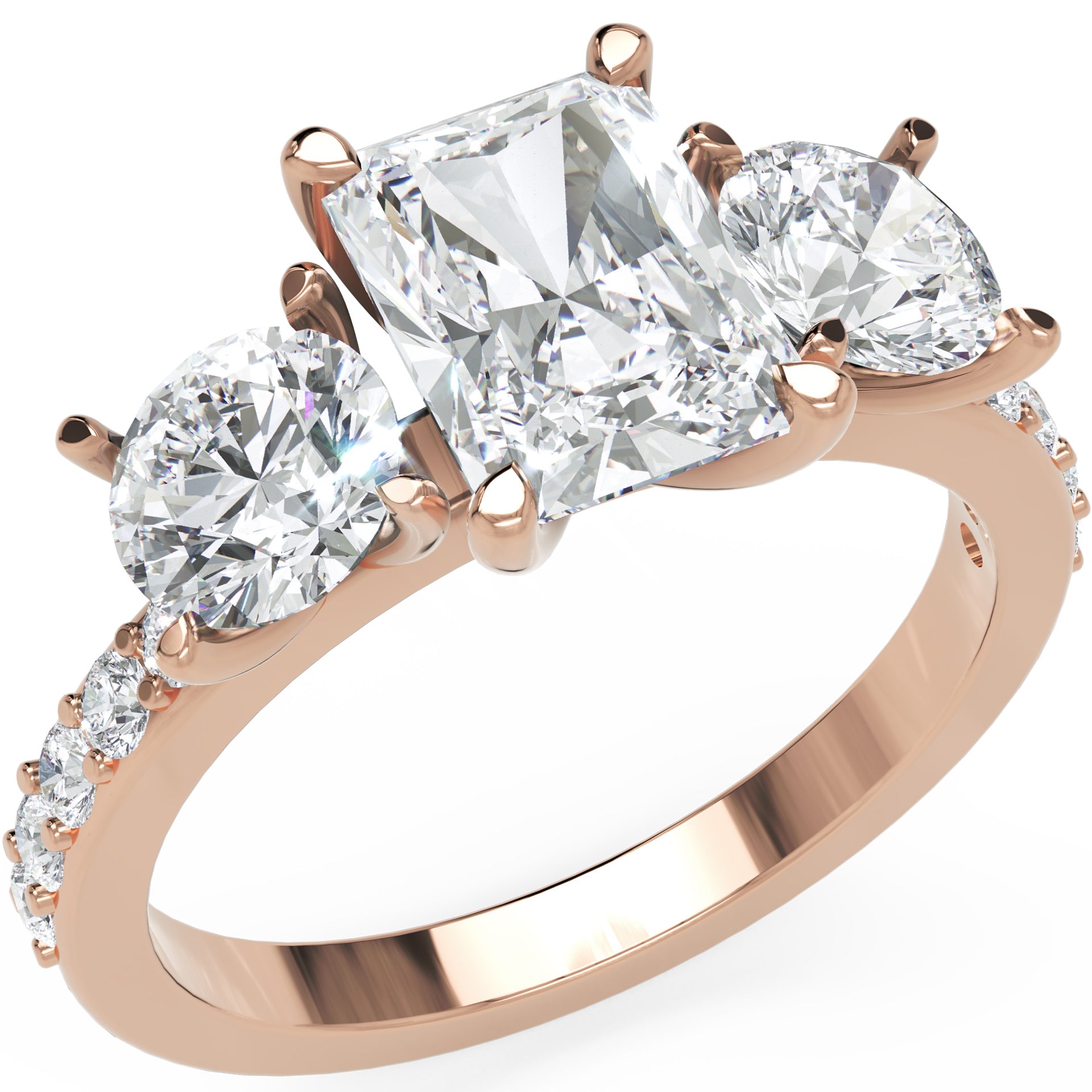 Inel de Logodnă Duchesse Éclat Pave din Aur 14k cu Diamante Radiant și Rotunde Create în Laborator de 2.67 ct