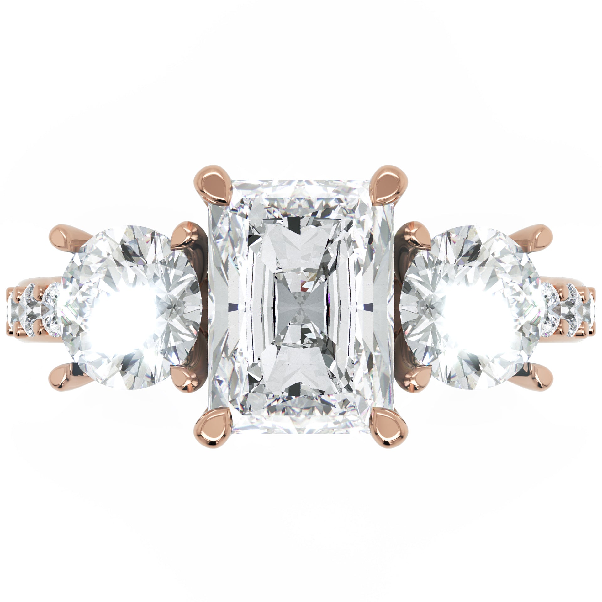 Inel de Logodnă Duchesse Éclat Pave din Aur 14k cu Diamante Radiant și Rotunde Create în Laborator de 2.67 ct