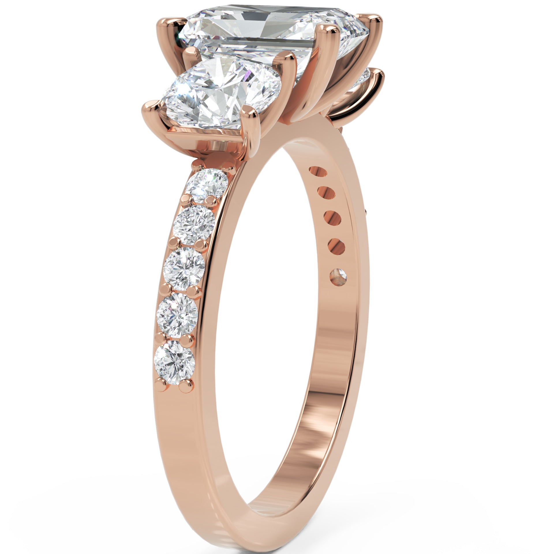 Inel de Logodnă Duchesse Éclat Pave din Aur 14k cu Diamante Radiant și Rotunde Create în Laborator de 2.67 ct