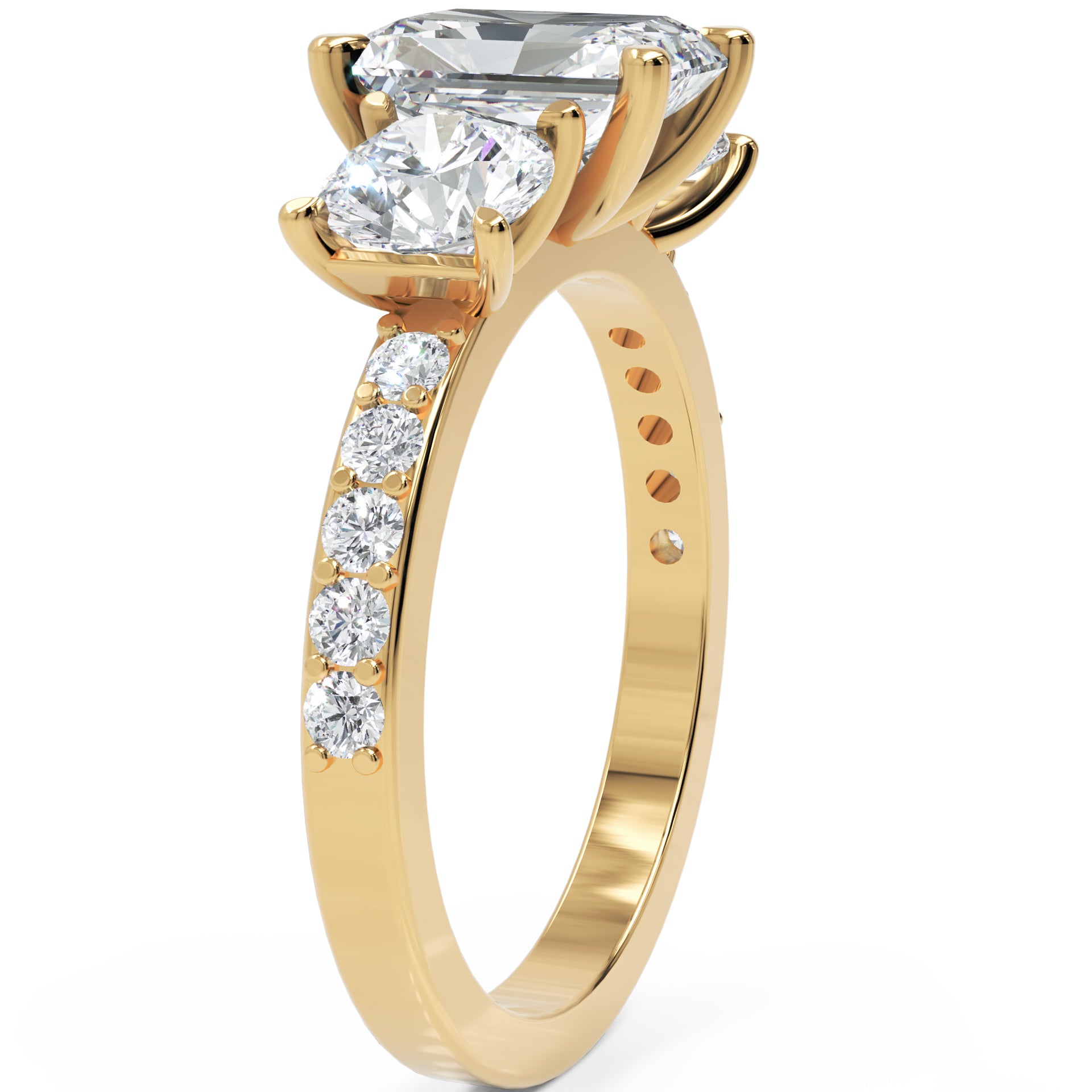 Inel de Logodnă Duchesse Éclat Pave din Aur 14k cu Diamante Radiant și Rotunde Create în Laborator de 2.67 ct