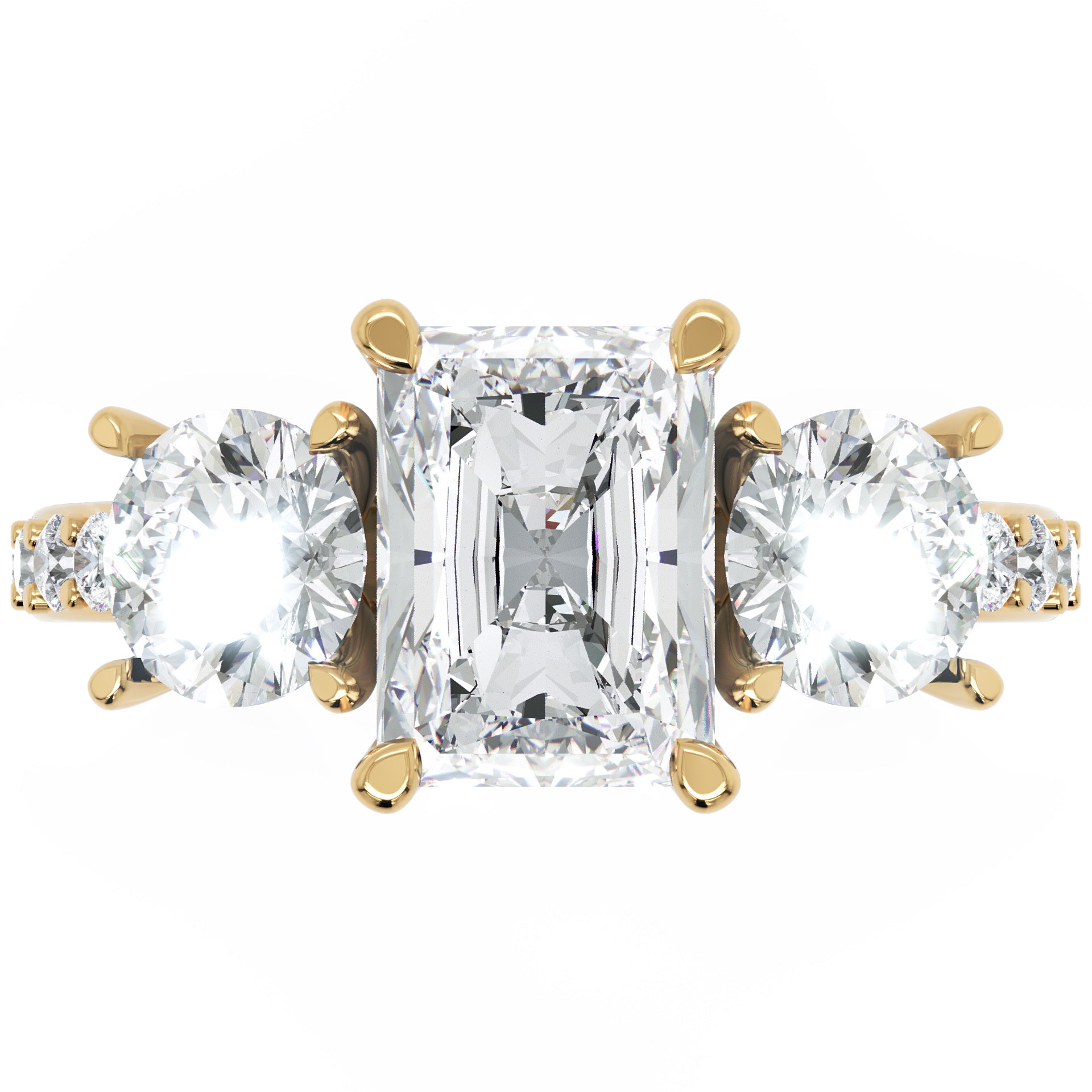 Inel de Logodnă Duchesse Éclat Pave din Aur 14k cu Diamante Radiant și Rotunde Create în Laborator de 2.67 ct