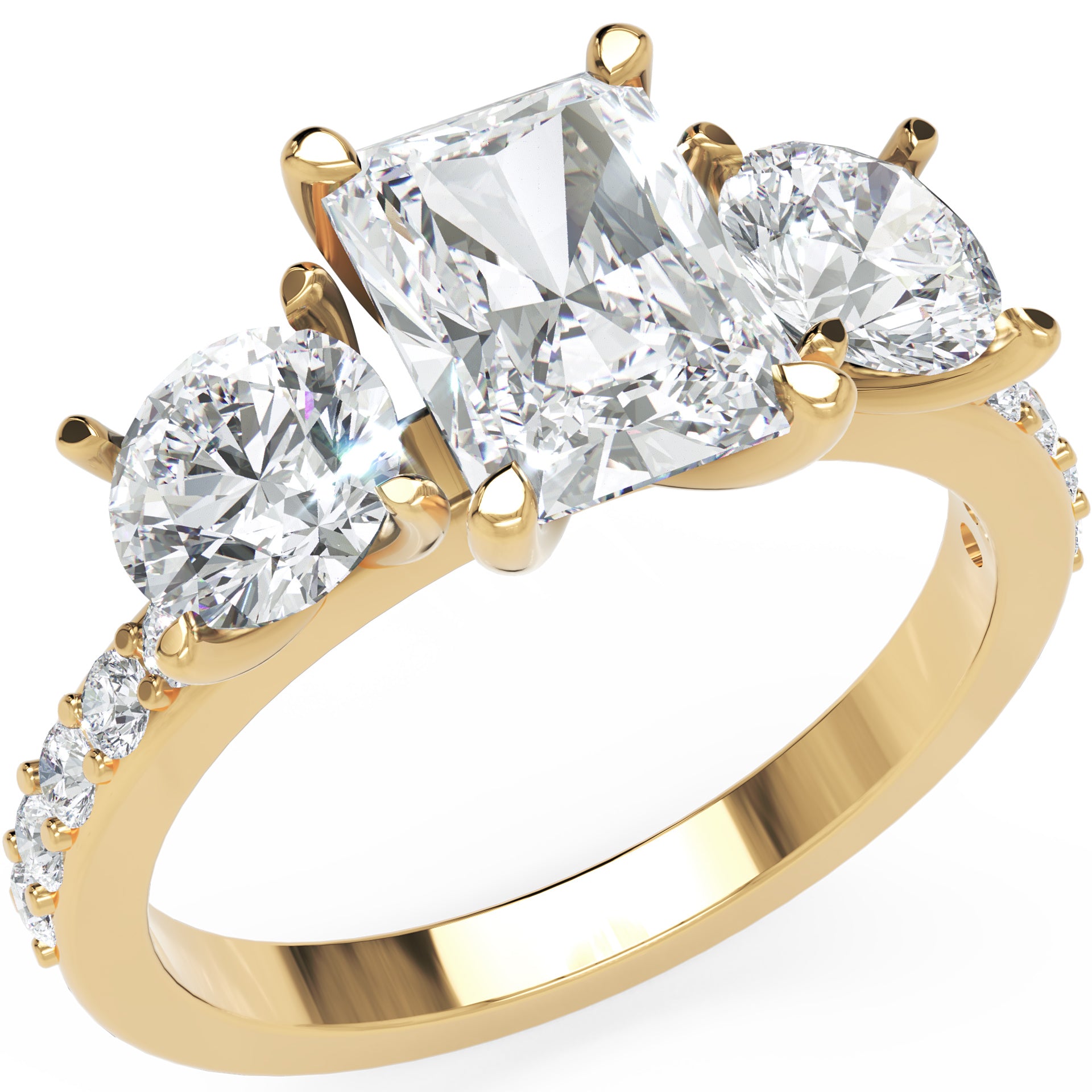 Inel de Logodnă Duchesse Éclat Pave din Aur 14k cu Diamante Radiant și Rotunde Create în Laborator de 2.67 ct